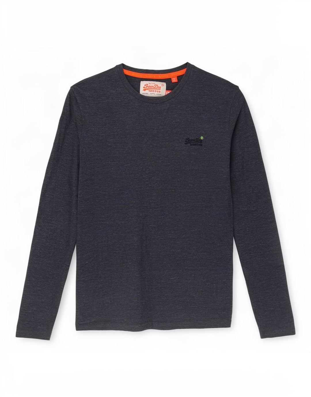 Superdry Hombre Top De Manga Larga De Algodón Moteado Azul Marino Pequeño