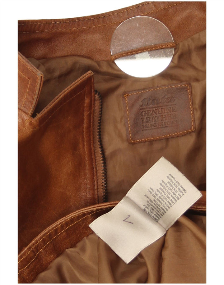 Bata Chaqueta Motera de Cuero para Mujer UK 44 Grande Marrón