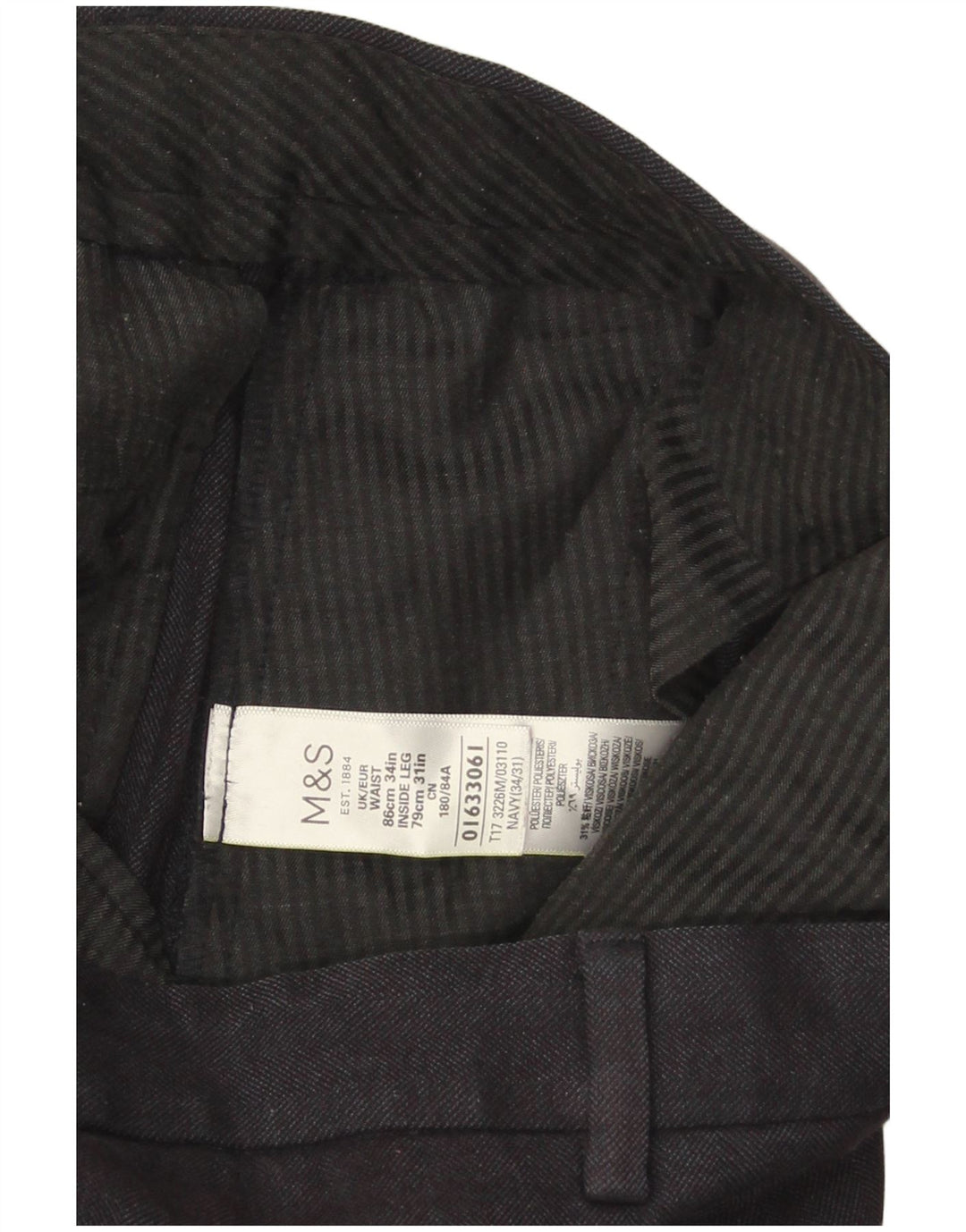 Marks & Spencer Pantalones casuales de corte regular para hombre W34 L31 Azul marino