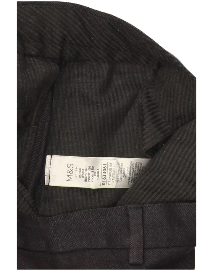Marks & Spencer Pantalones casuales de corte regular para hombre W34 L31 Azul marino