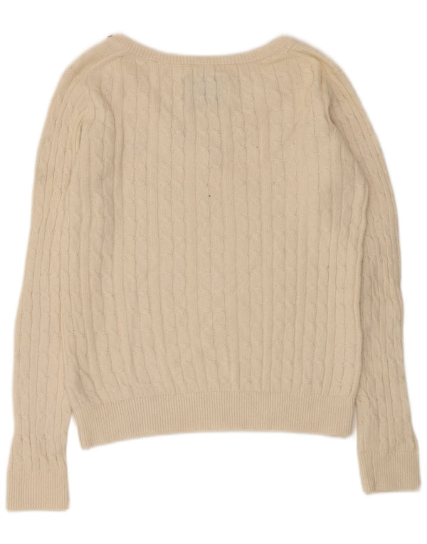 Jack Wills Jersey con cuello en V para mujer UK 10 Small Beige Cotton