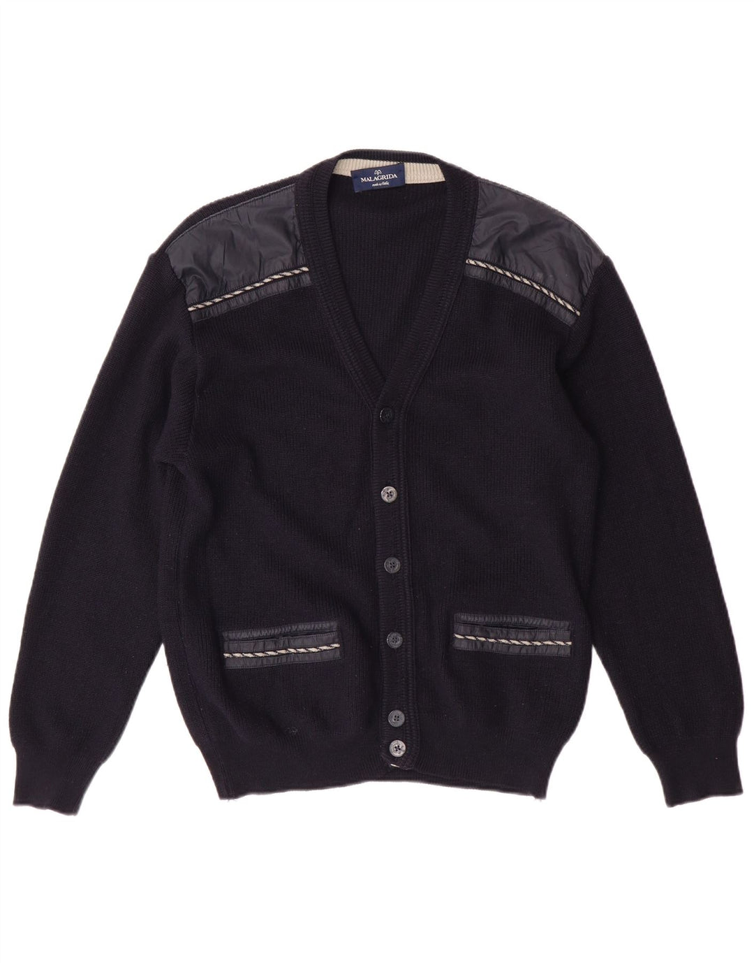 Malagrida - Cárdigan para mujer, talla 40, tamaño mediano, lana azul marino