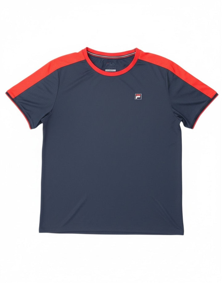 Fila Camiseta para hombre Top 2XL Azul marino Colorblock Poliéster