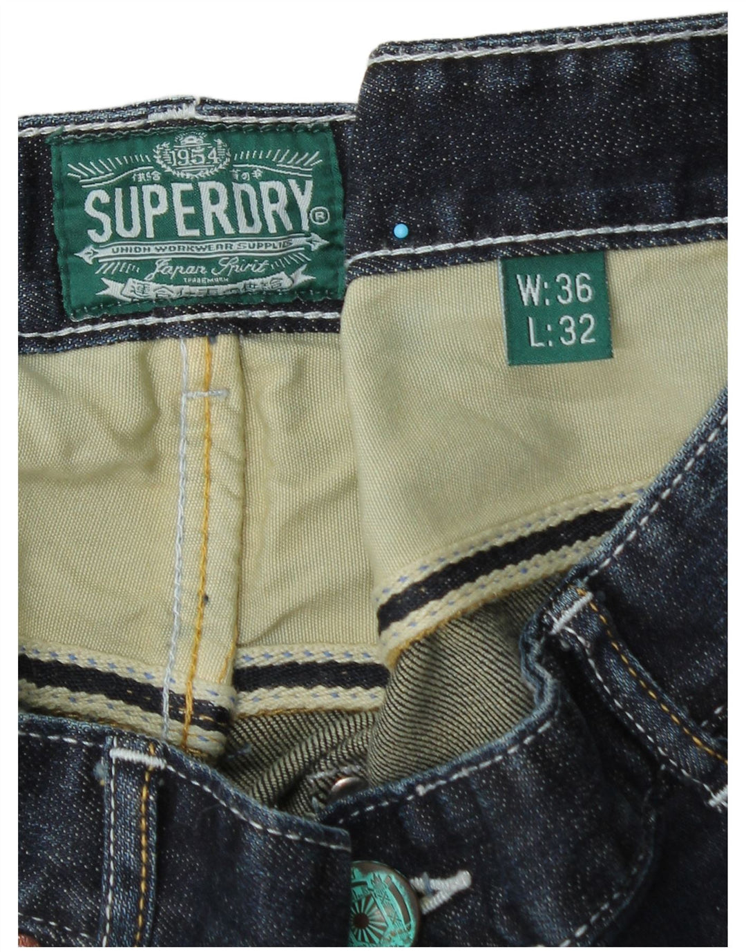 Superdry Vaqueros Rectos Para Hombre W36 L32 Algodón Azul