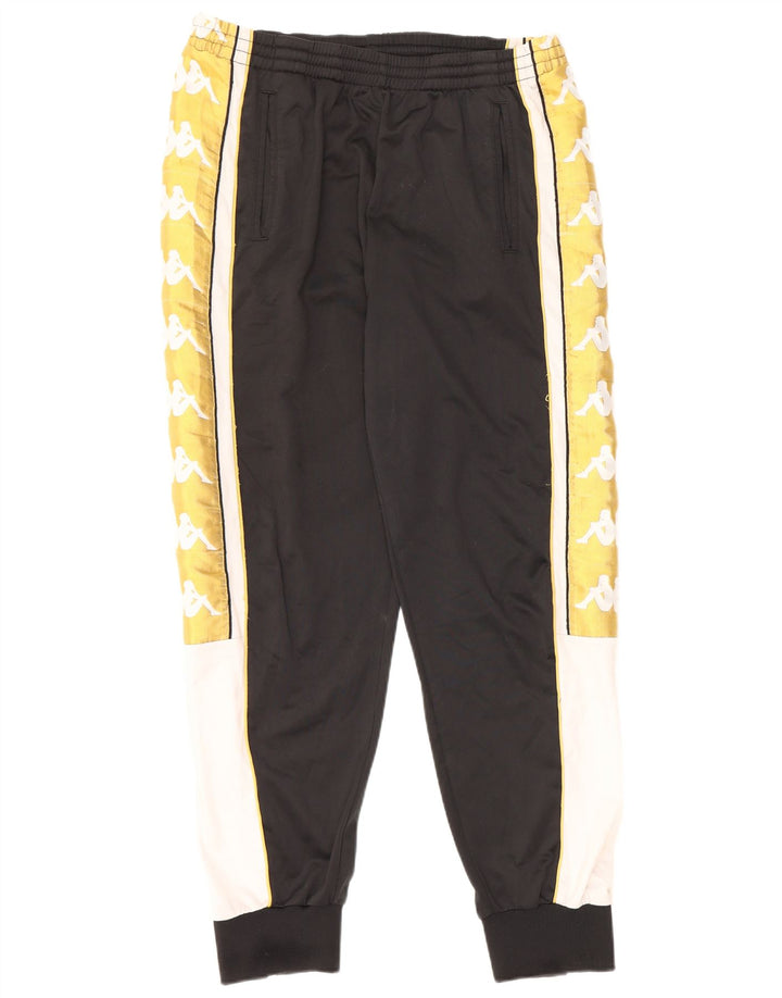 KAPPA Hombre Pantalones De Chándal Con Gráfico Joggers Large Black Colourblock
