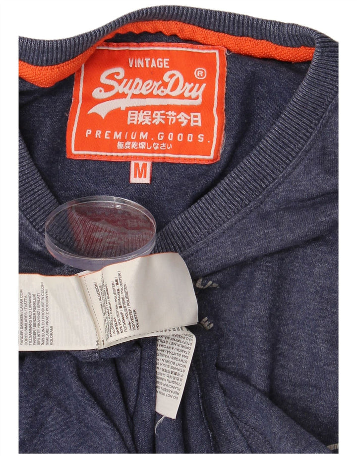 SUPERDRY Hombre Camiseta gráfica Top Medium Azul marino Algodón