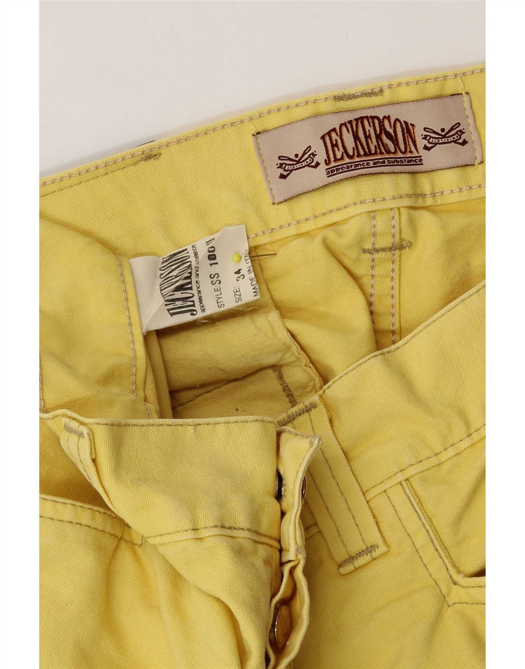 Jeckerson Bermudas para hombre W34 grande de algodón amarillo