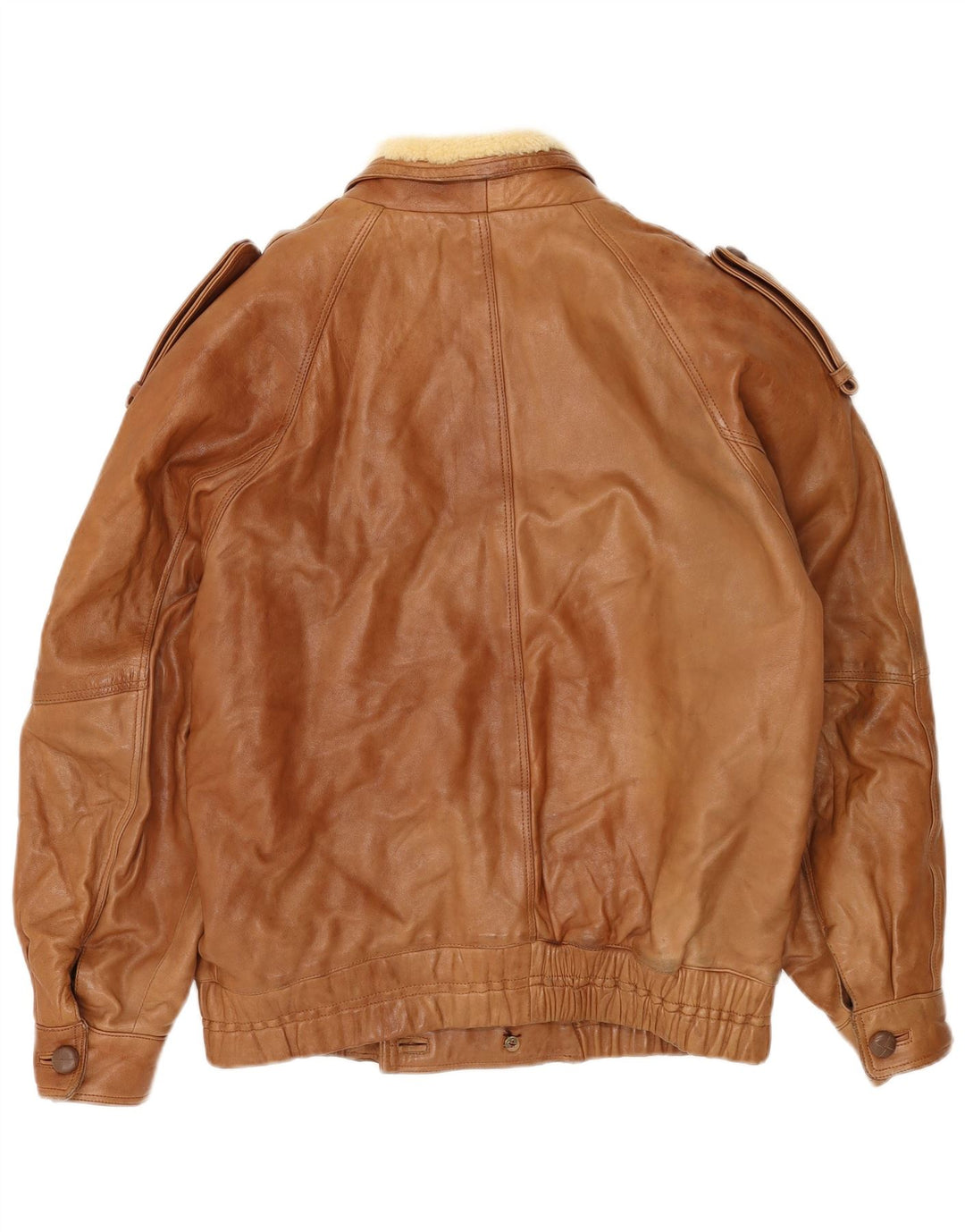 Vintage hombres militar doble pecho chaqueta Reino Unido 40 cuero beige grande