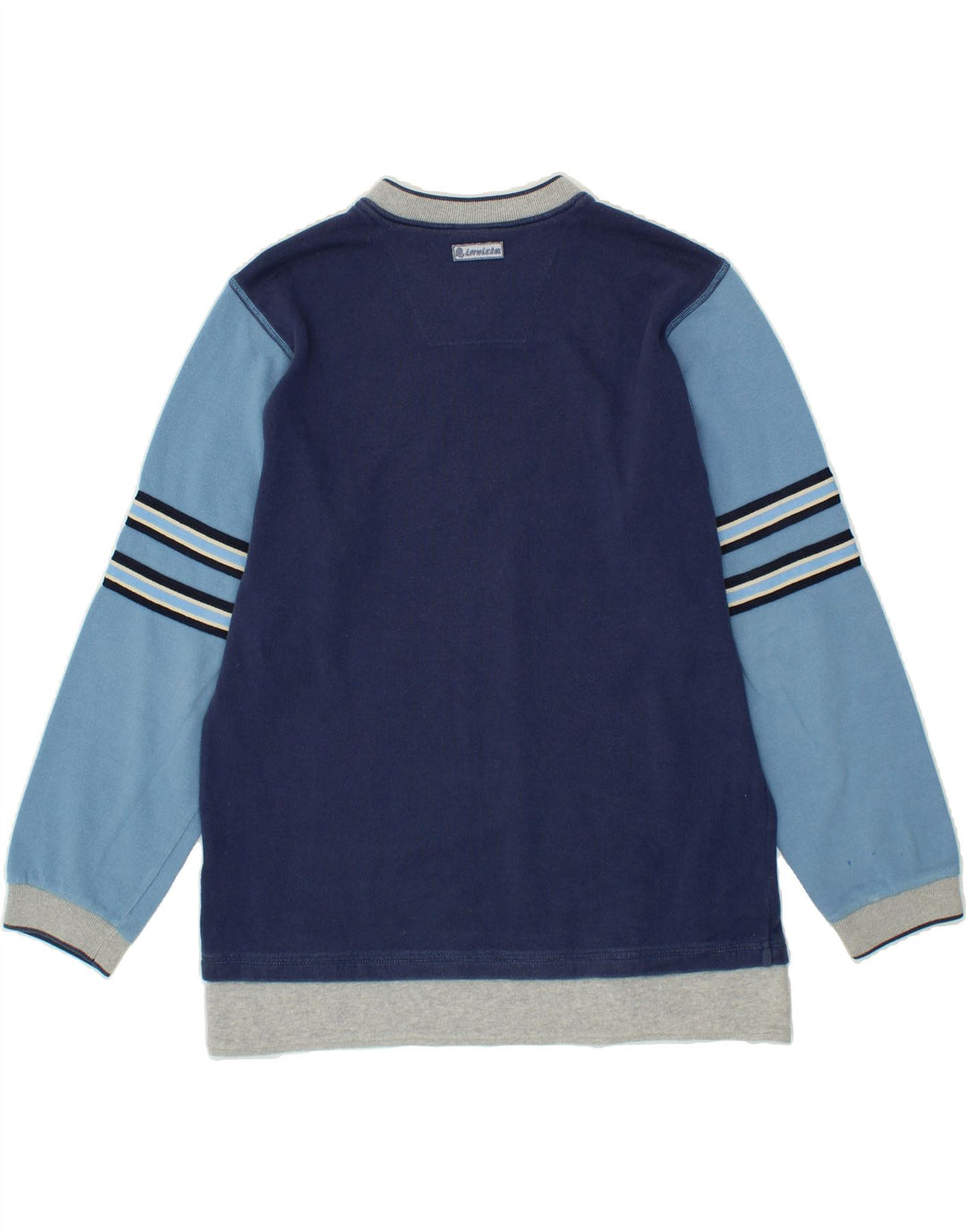 INVICTA Boys Graphic Sweatshirt Jumper 13-14 Years Blue Colourblock Cotton Vintage Invicta and Second-Hand Invicta from Messina Hembry 