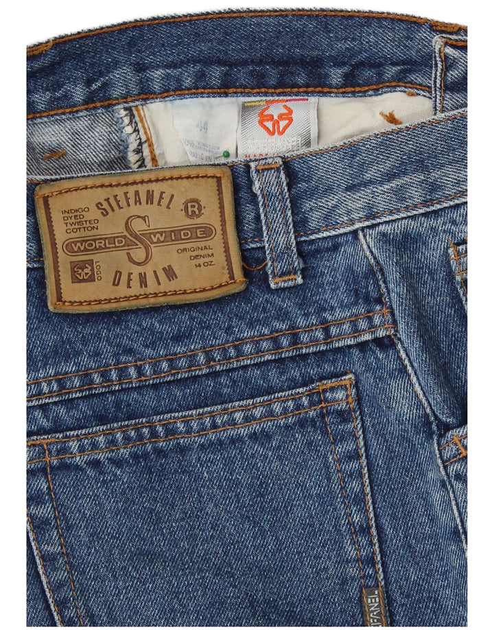 STEFANEL Vaqueros cónicos de cintura alta para mujer IT 44 Medium W26 L27 Algodón azul