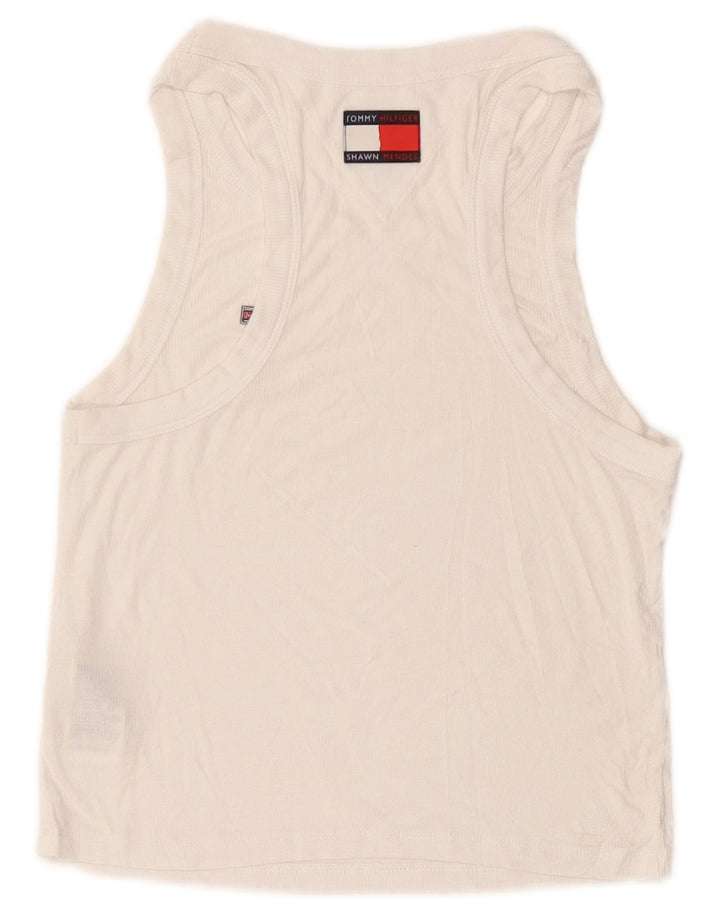Tommy Hilfiger Top corto sin mangas para mujer UK 12 Medium White Modal