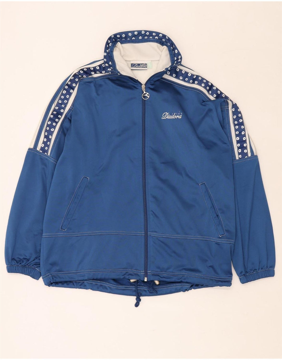 DIADORA Chaqueta superior de chándal extragrande para mujer UK 42 Azul medio Floral
