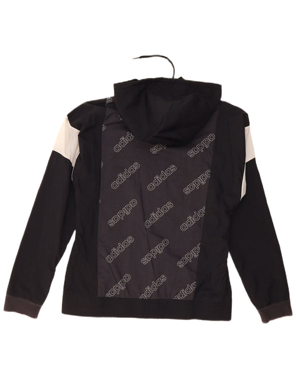 Adidas Chaqueta impermeable con capucha gráfica para mujer Reino Unido 8/10 Small Black Colourblock
