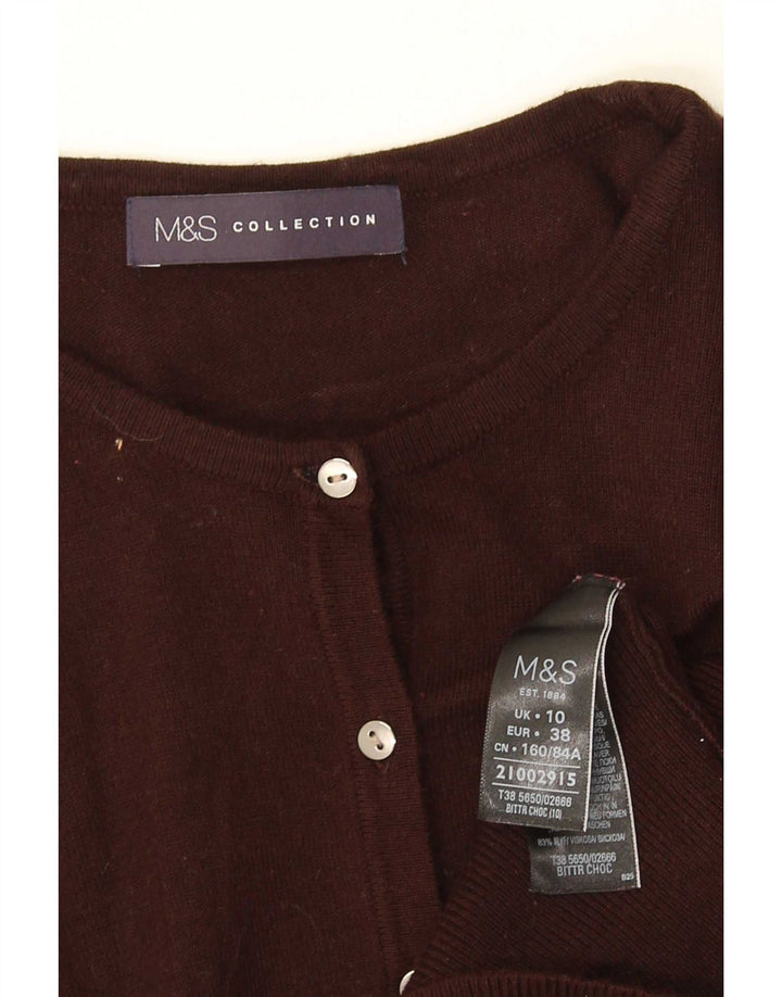 Marks & Spencer Suéter tipo cárdigan para mujer UK 10 Small Viscosa marrón