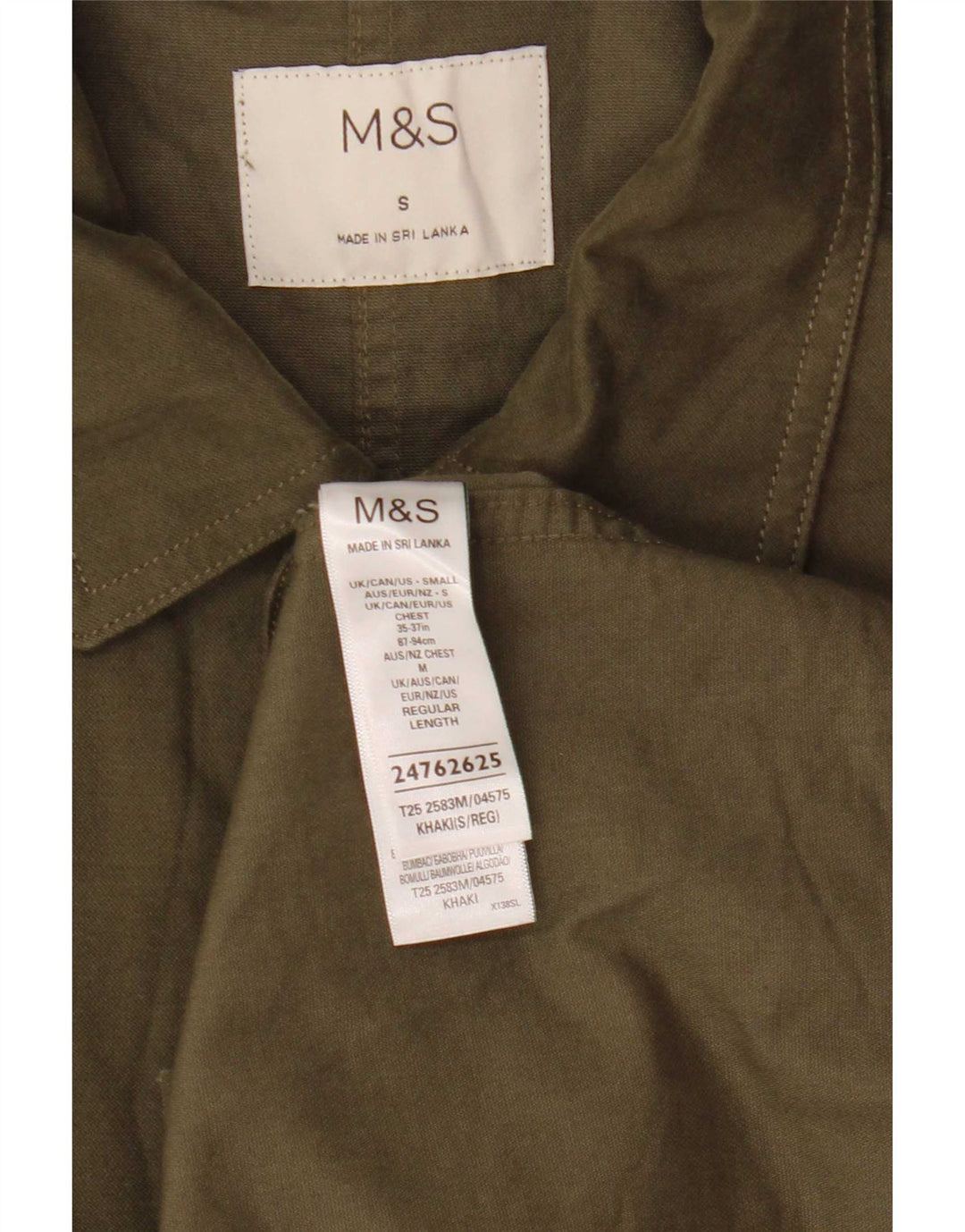 Marks & Spencer Camisa Sobrecamisa para Hombre Pequeña Algodón Caqui
