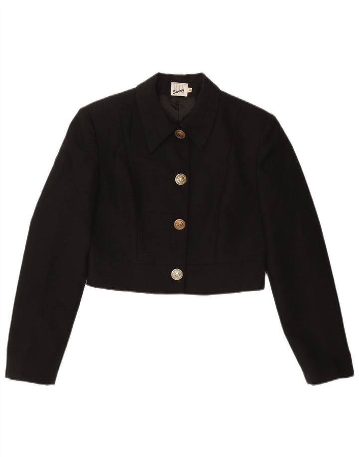 VINTAGE Chaqueta Bolero Mujer IT 42 Viscosa Negra Mediana