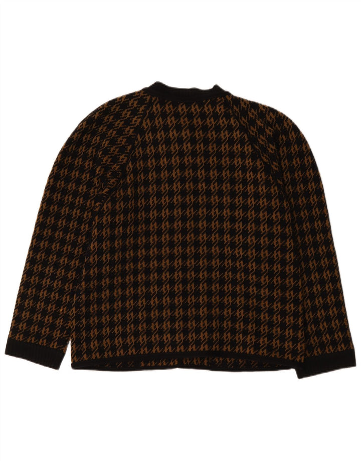 Vintage mujer Cardigan suéter IT 46 lana de pata de gallo marrón grande