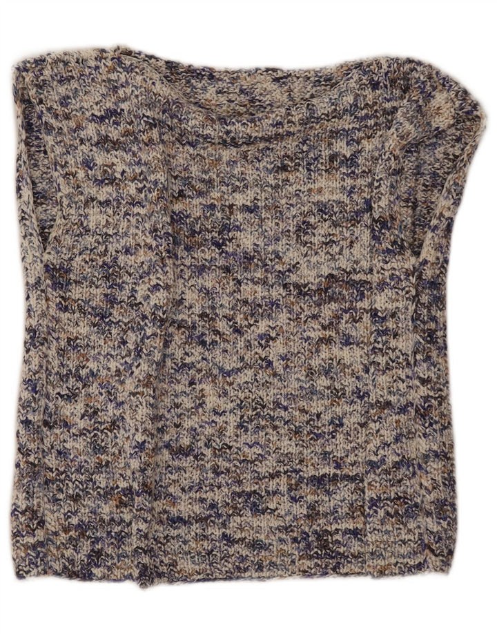 Vintage mujer chaleco camiseta sin mangas Reino Unido 14 grande multicolor moteado