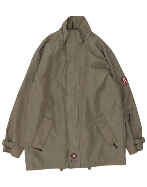 VINTAGE Chaqueta de lluvia para hombre Reino Unido 38 Poliéster caqui medio