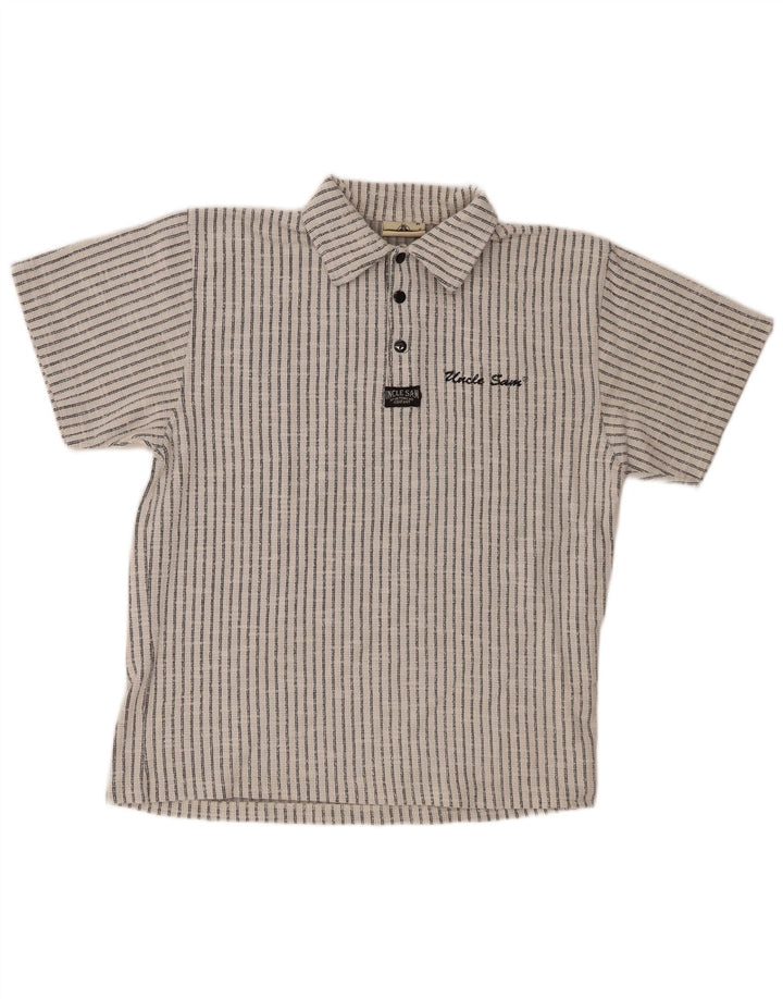 Polo Tío Sam para hombre de algodón a rayas blancas medianas