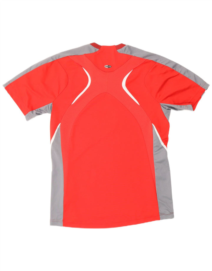 Camiseta ADIDAS Climalite para hombre Top medio rojo color block poliéster