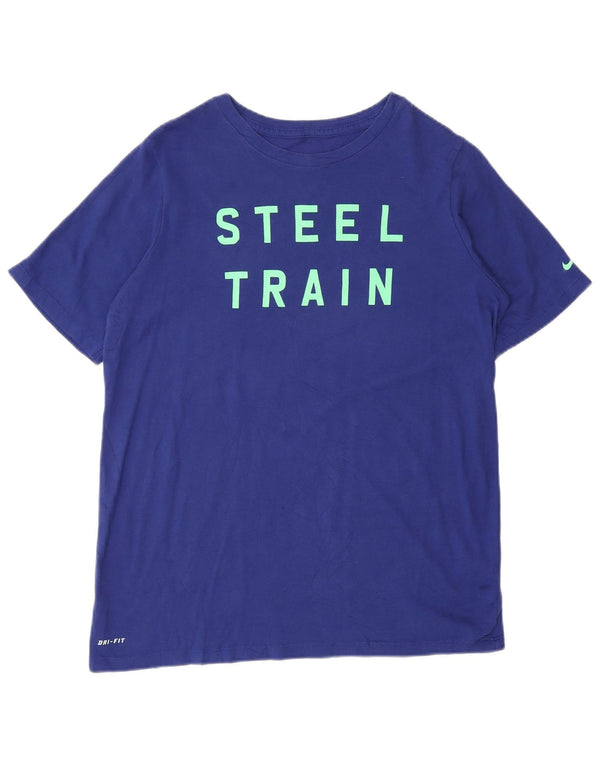 Nike Camiseta gráfica de corte atlético para mujer UK 40 XL Algodón azul