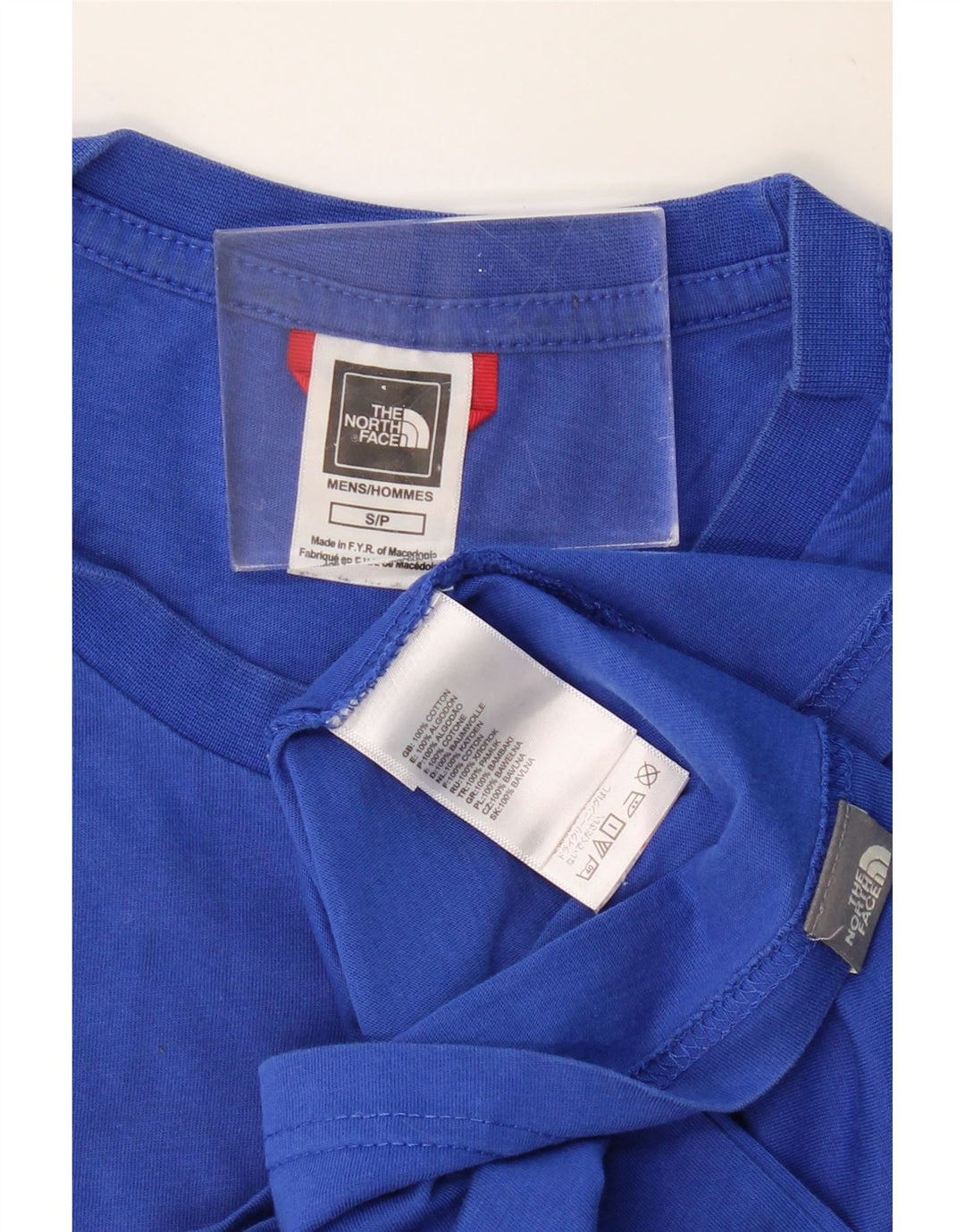 THE NORTH FACE Top gráfico para hombre de manga larga de algodón azul pequeño