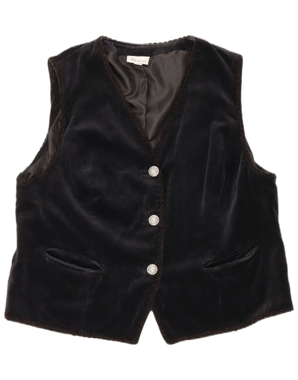 Meico Chaleco de Terciopelo para Mujer UK 22 3XL Algodón Negro