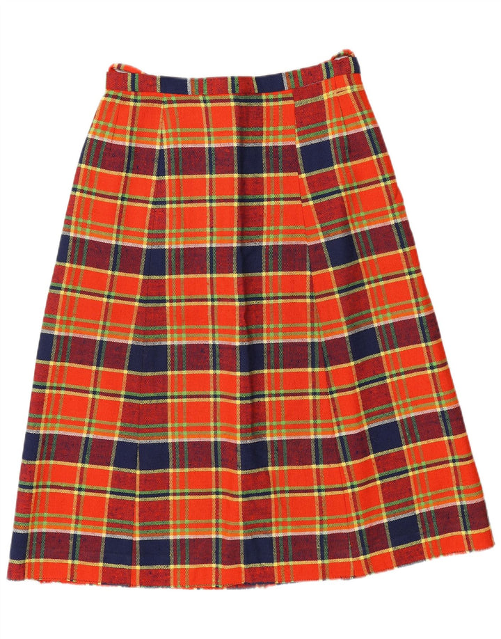 Vintage mujer A-Line falda W28 cuadros rojos medianos