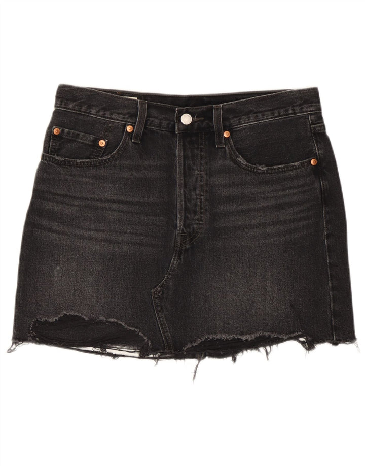 Levi's Minifalda vaquera desgastada para mujer W28 Algodón negro mediano