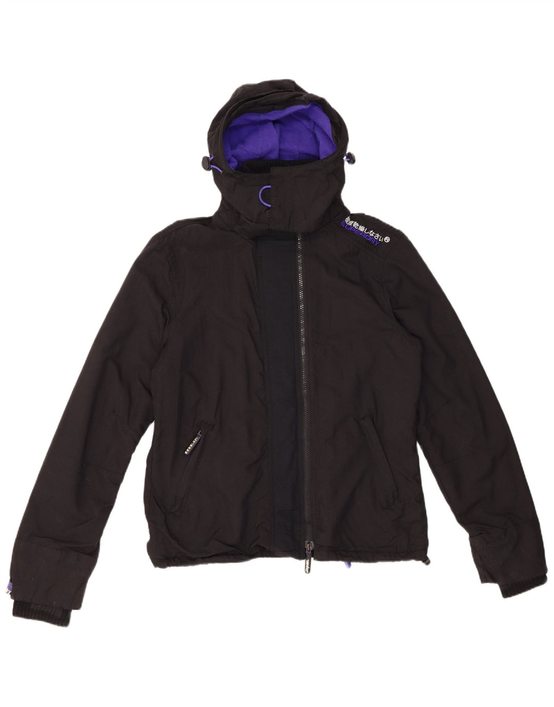 SUPERDRY Chaqueta cortavientos con estampado Windcheater para mujer, talla 40, talla M, color negro