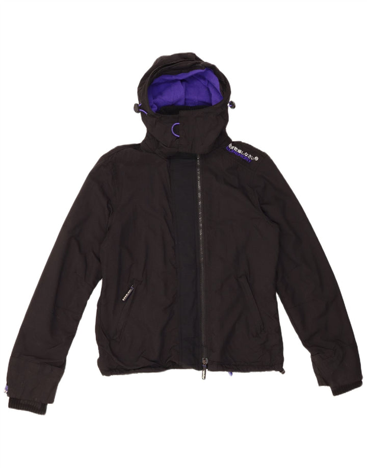 SUPERDRY Chaqueta cortavientos con estampado Windcheater para mujer, talla 40, talla M, color negro