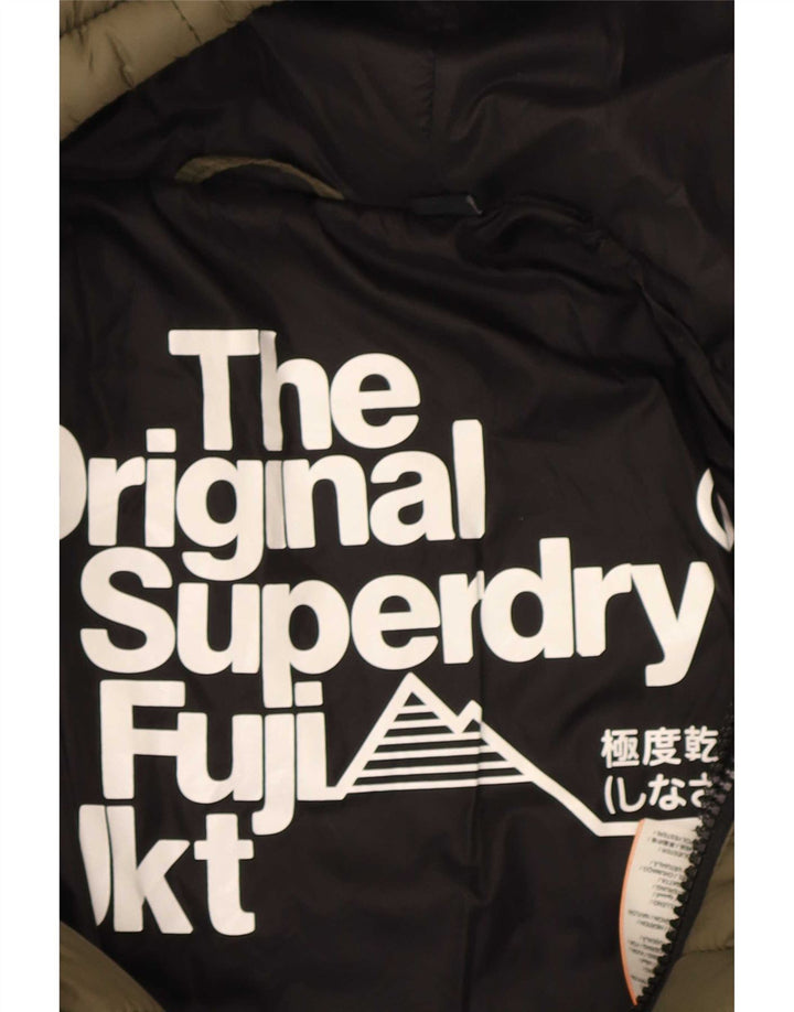 Superdry Mujer Chaqueta Acolchada Con Capucha UK 40 Small Caqui Nylon