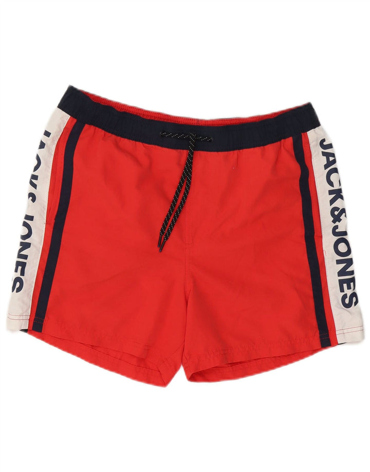 Jack & Jones Hombre Shorts De Bañador Gráfico Poliéster Color Block Medio Rojo