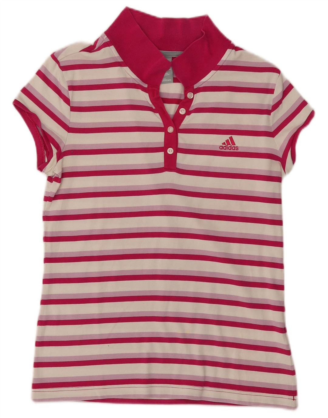 Adidas - Polo Climalite para mujer (talla 40), poliéster a rayas rosas grandes