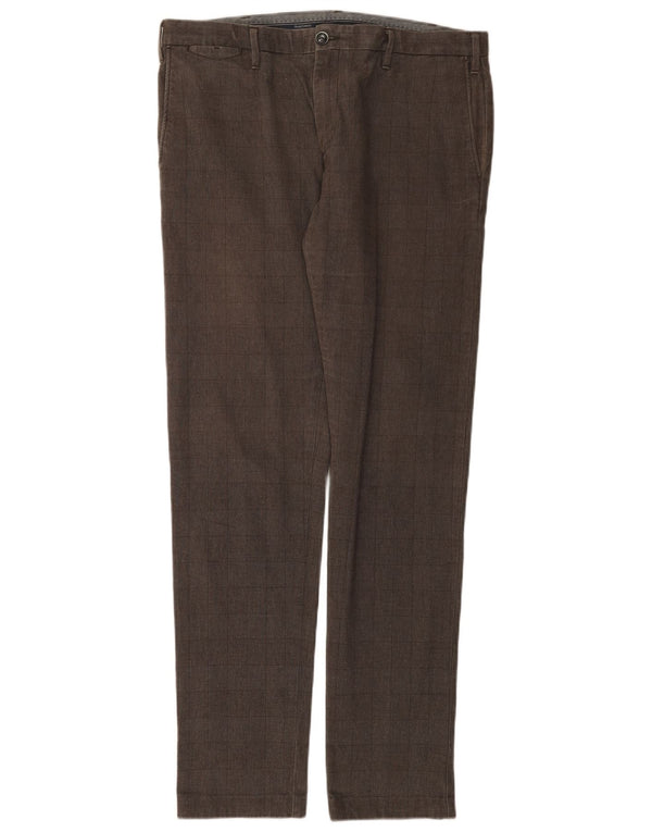 Henry s Pantalón chino ajustado para hombre IT 52 XL W36 L33 Brown Check