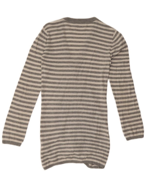 Adidas Suéter tipo cárdigan largo para mujer IT 34 2XS Algodón a rayas gris