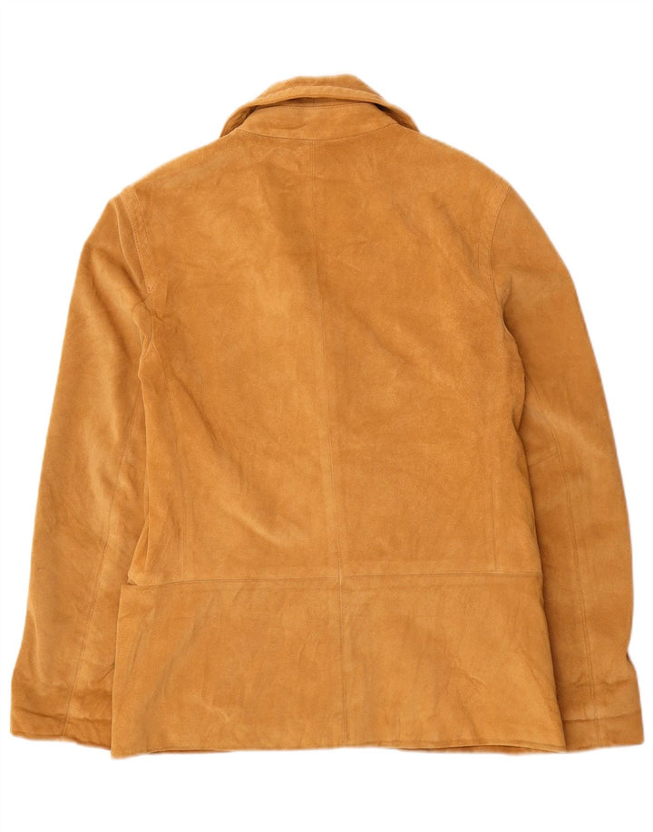 Dkny Chaqueta Blazer de Ante con 3 Botones para Mujer US 6 Cuero Beige Mediano