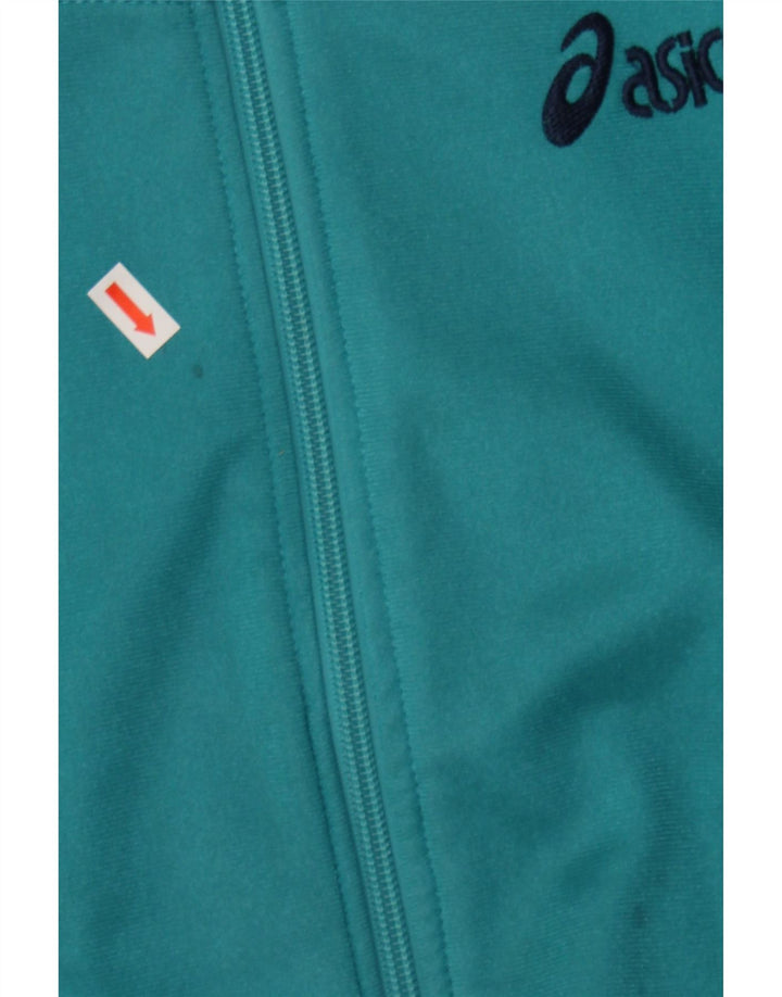 ASICS Womens Tracksuit Top Jacket IT 44 Medium Turquoise Colourblock Vintage Asics and Second-Hand Asics from Messina Hembry 