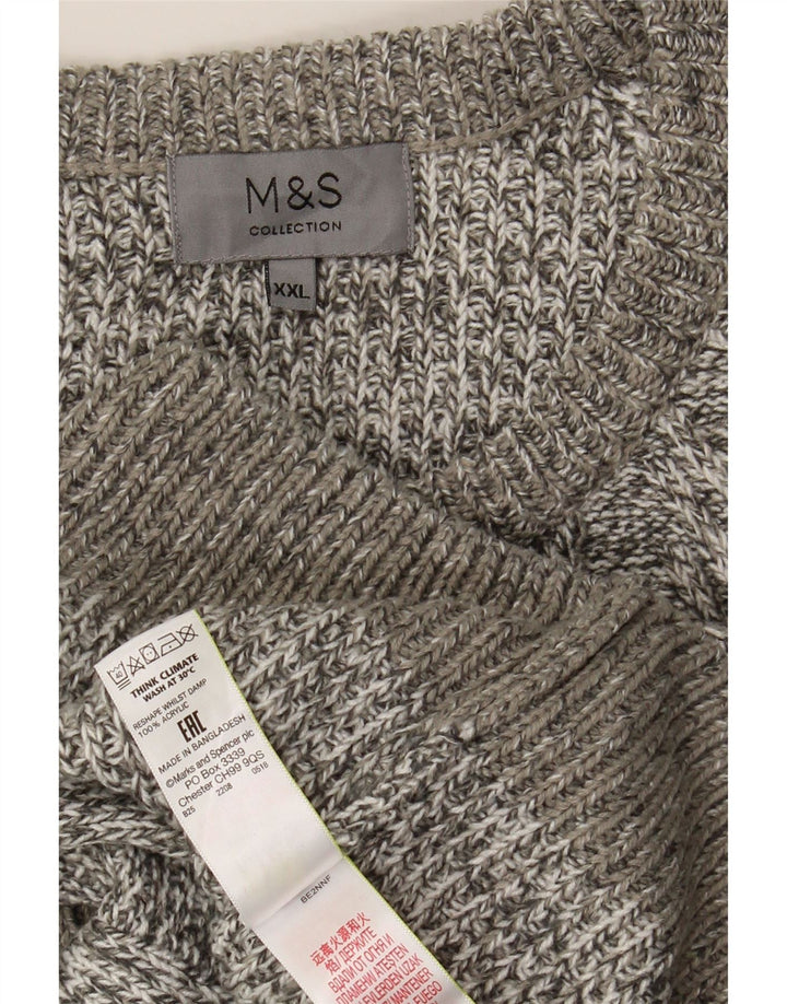 Marks & Spencer Suéter de cuello redondo para hombre 2XL Acrílico moteado gris