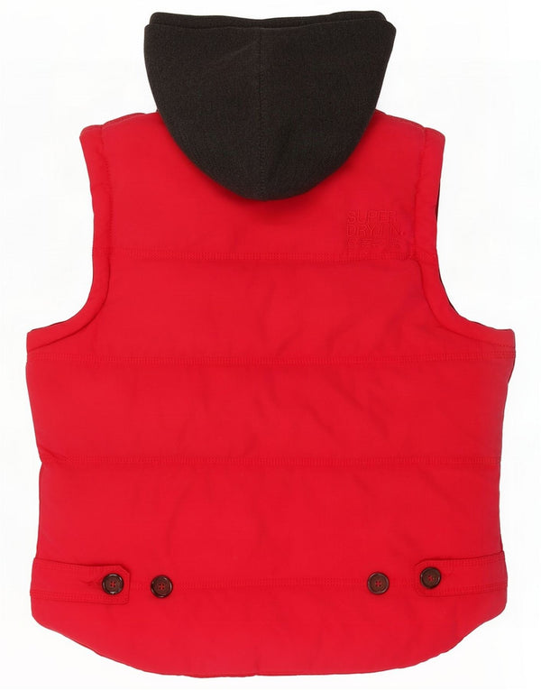 Chaleco acolchado con capucha Superdry para mujer ES 44 Algodón color block rosa mediano