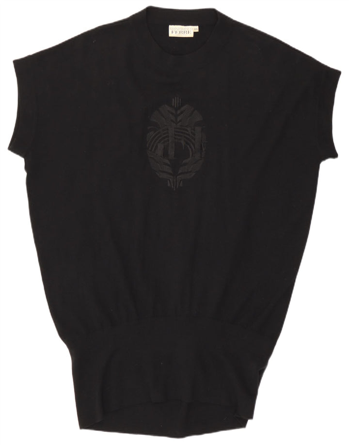 Gianfranco Ferre Vestido gráfico con cintura caída para mujer IT 44 Medium Black