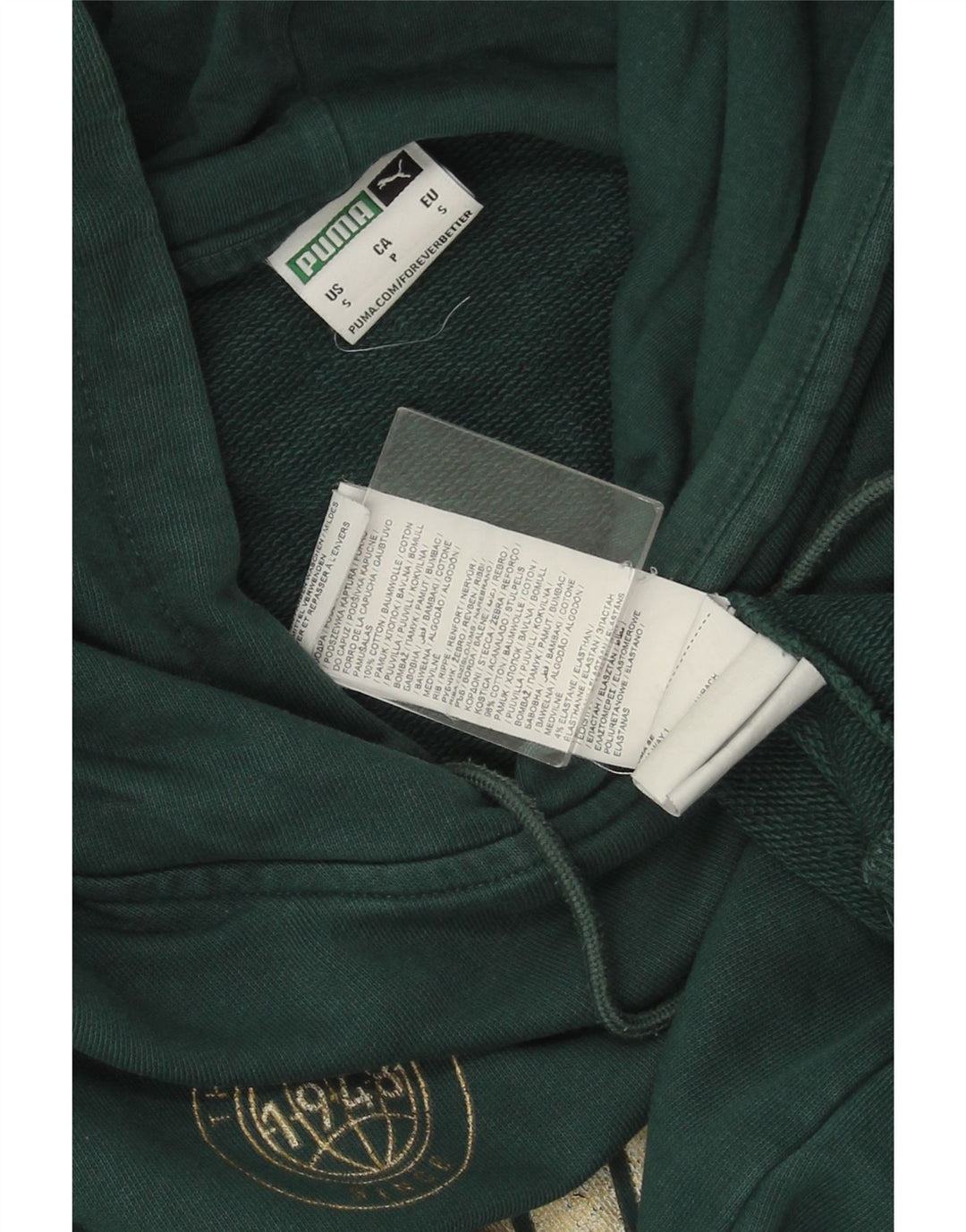 PUMA Jersey con capucha gráfica para hombre pequeño de algodón verde