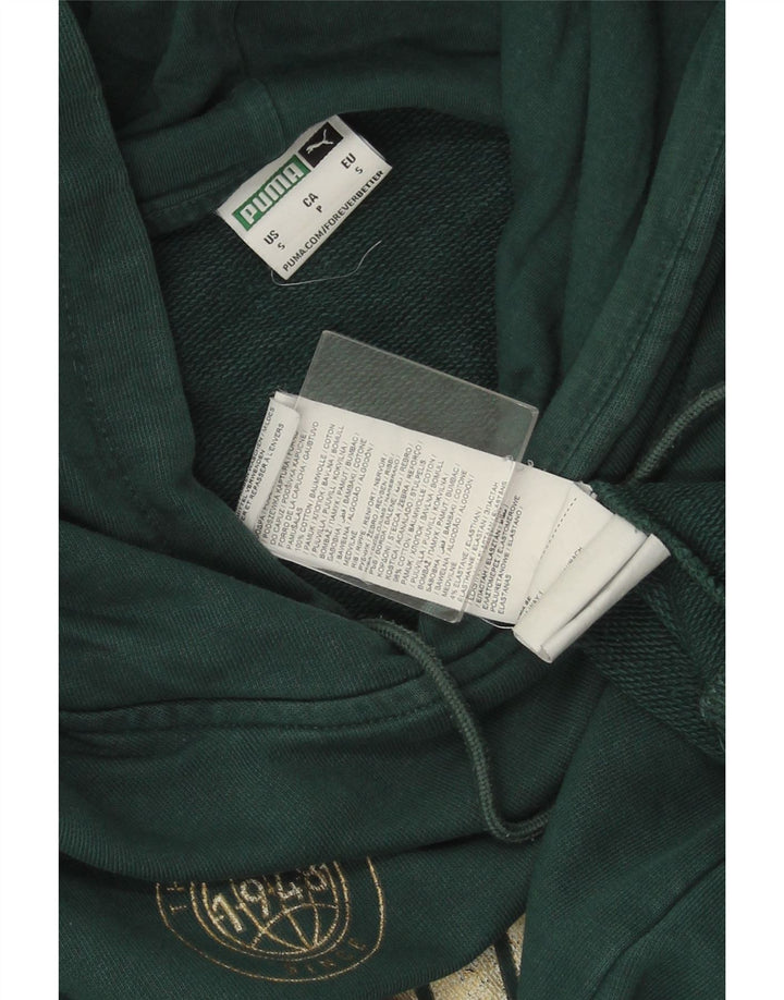 PUMA Jersey con capucha gráfica para hombre pequeño de algodón verde