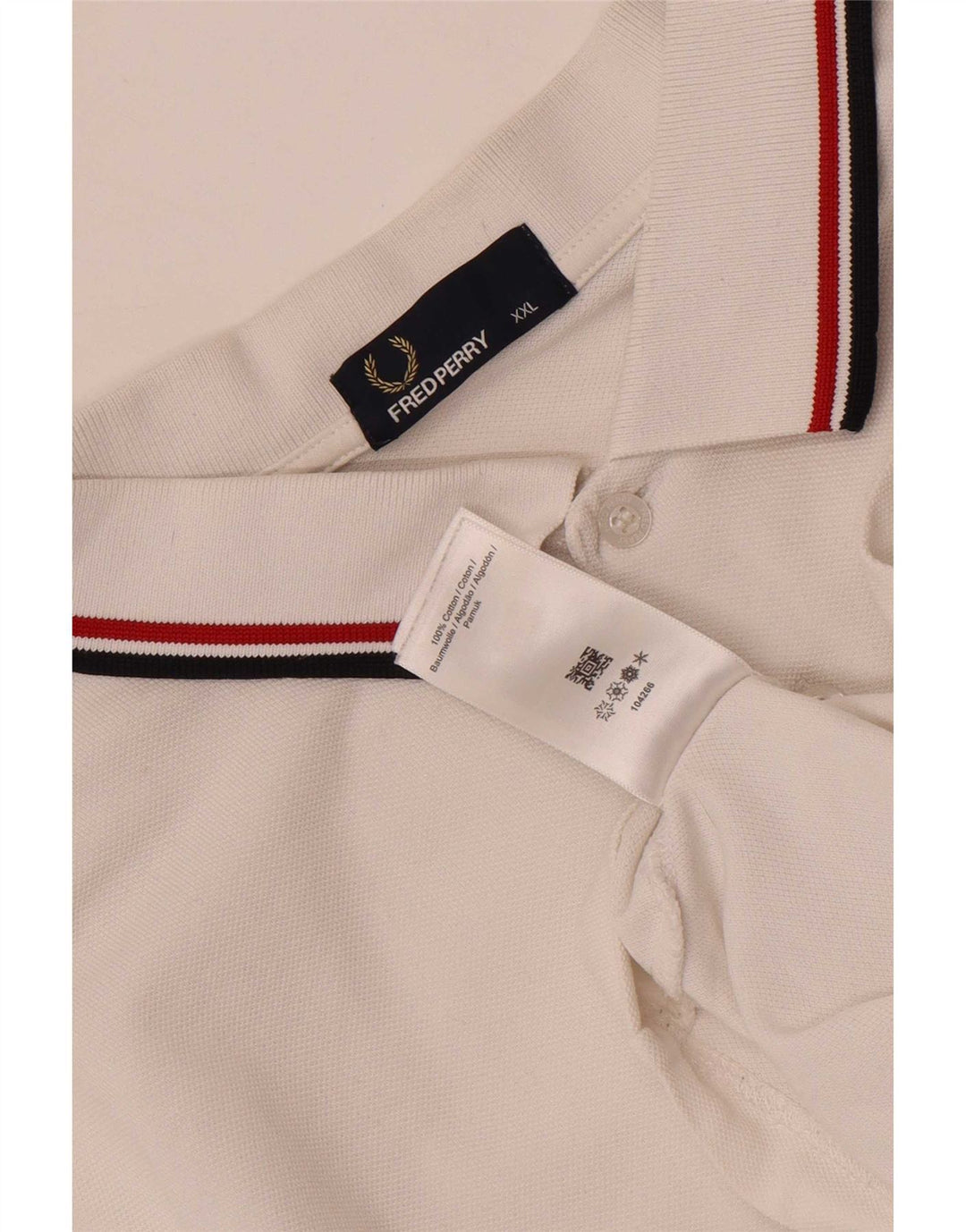 Fred Perry Polo Para Hombre 2XL Algodón A Rayas Blanco