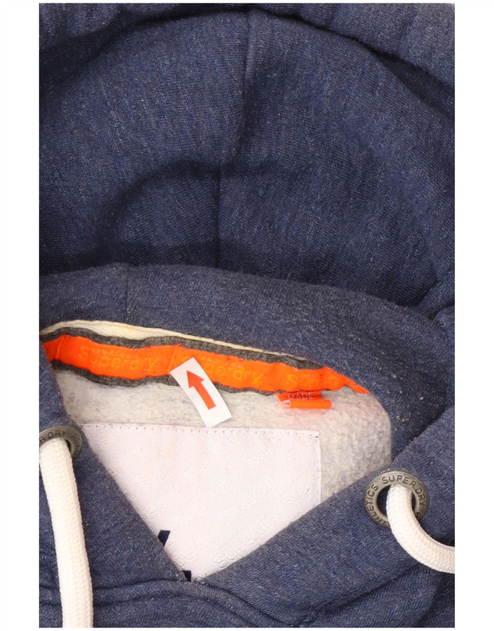 Superdry Jersey con capucha de corte regular para hombre, talla pequeña, de algodón azul