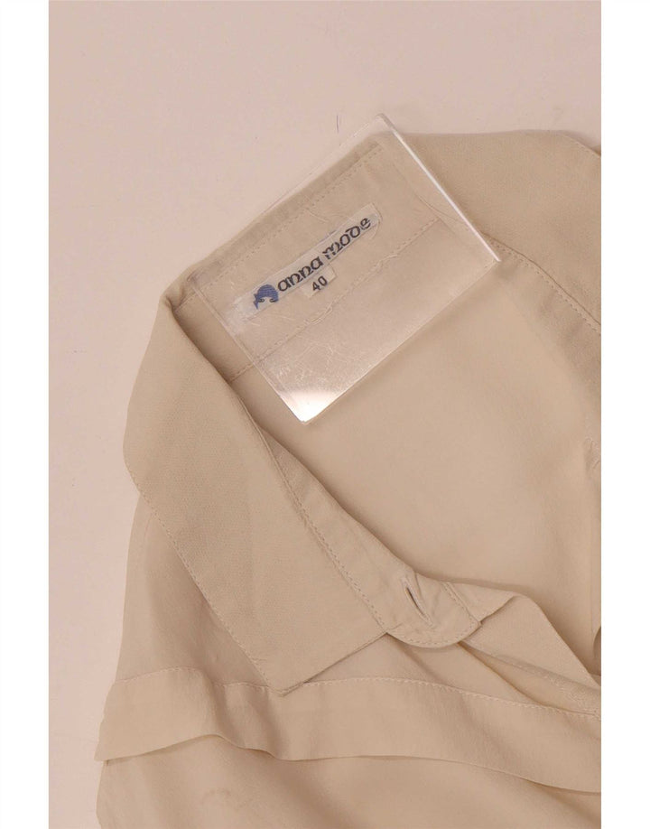 Vintage mujer camisa blusa IT 40 pequeño blanco apagado