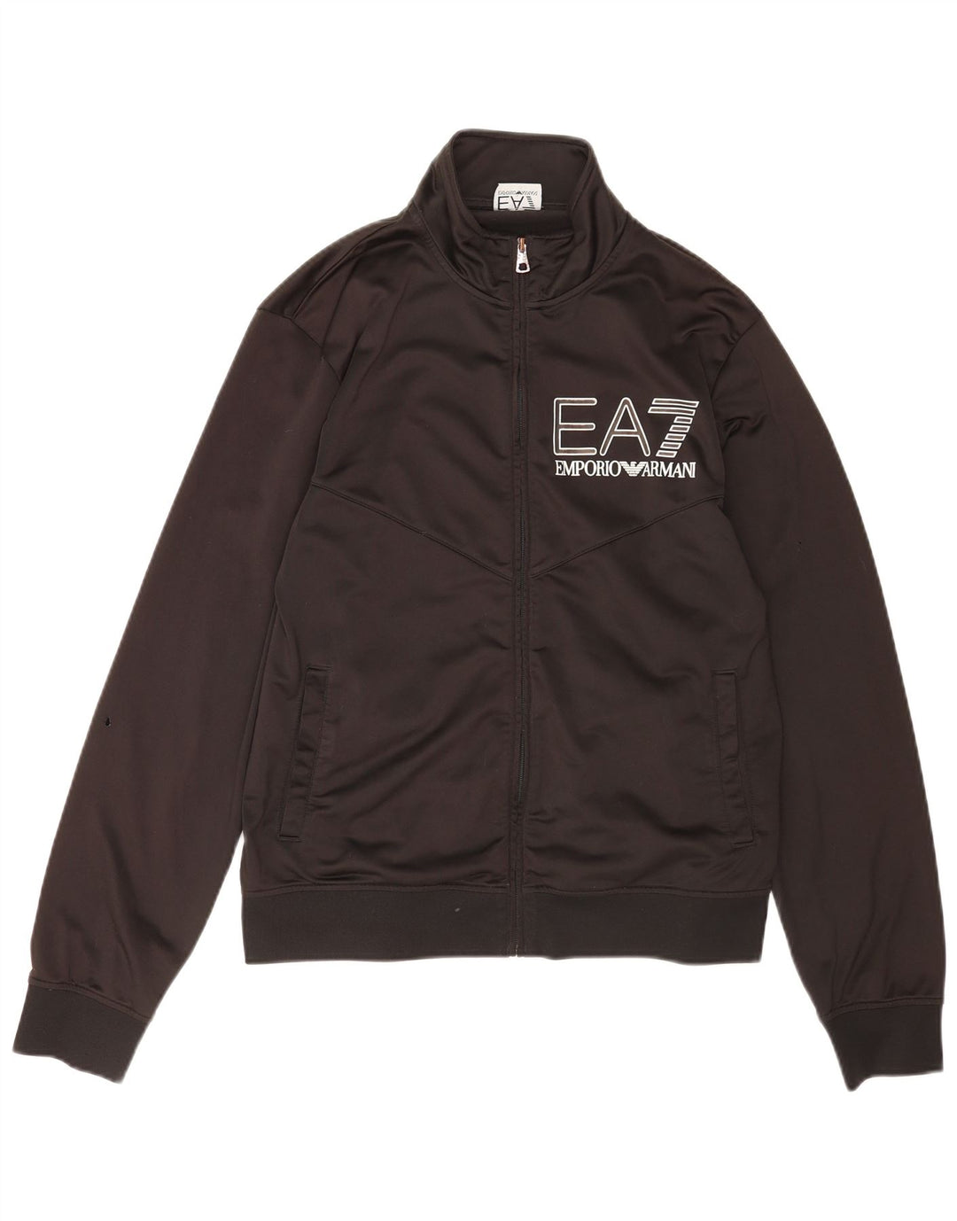 Emporio Armani Hombres Gráfico Chándal Top Chaqueta Grande Poliéster Negro