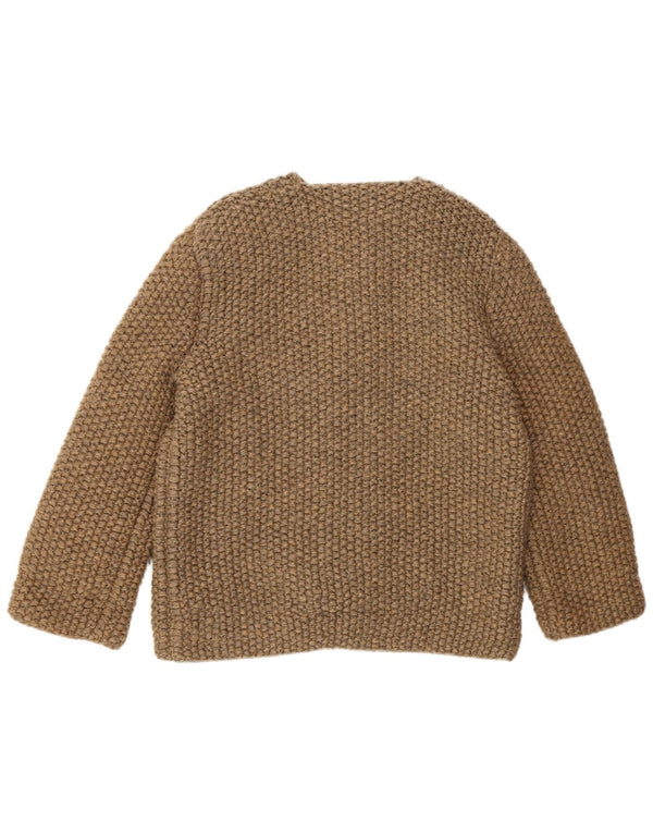 Vintage mujer punto bomber chaqueta Reino Unido 12 marrón medio