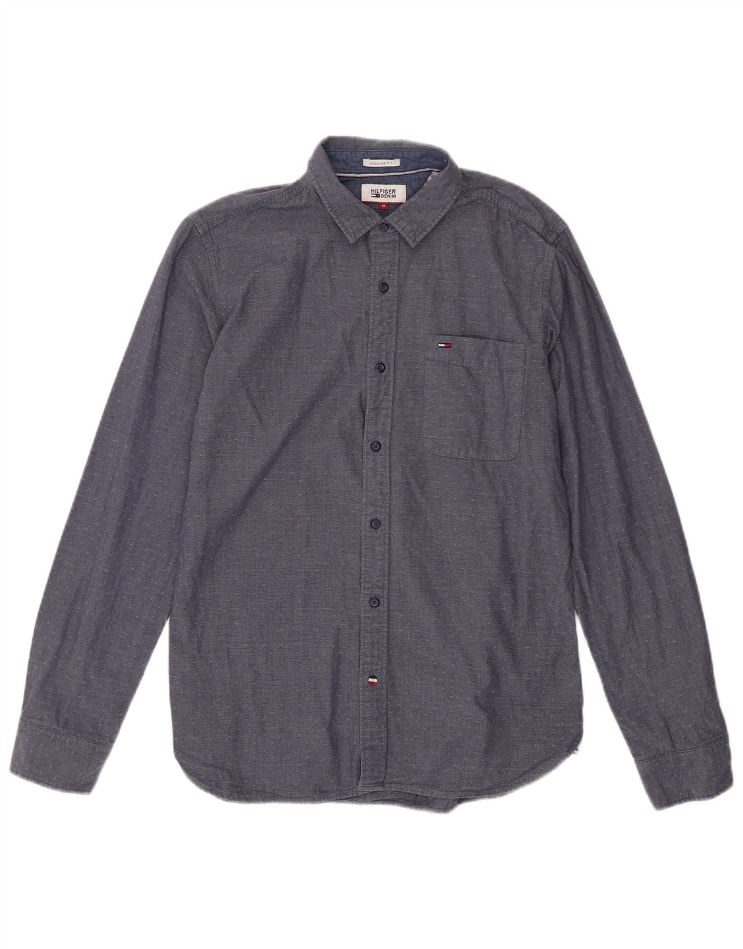 TOMMY HILFIGER Camisa de corte regular para hombre de algodón con lunares en azul marino mediano